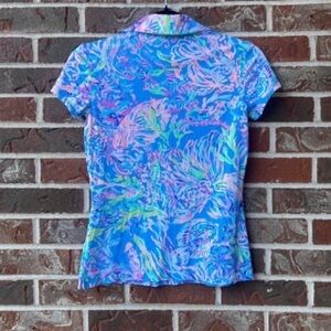 Lilly Pulitzer Blue Multicolor Short Sleeve Polo Golf Shirt